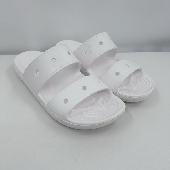 CROCS Shoes - Crocs Classic Two-Strap‎ Slide Sandals Size Women 10 Mens 8 White Comfort Casual